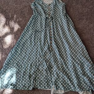 Elegant Polka Dot Maxi Dress - Blue and White